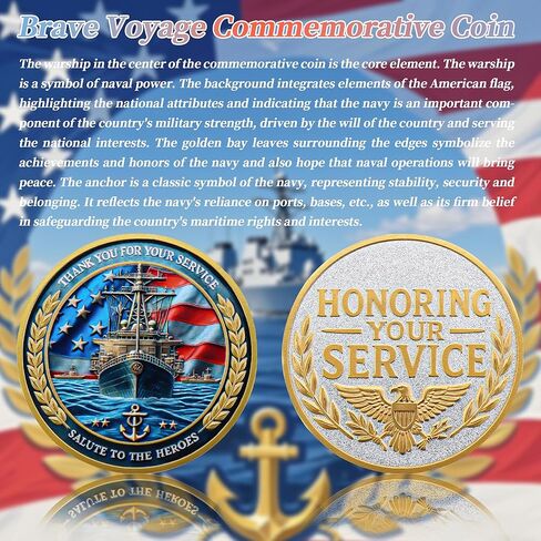 Navy Military Challenge Coin - Iconic Naval Vessel Design Collection Coin - Thank You for Your Service - Tribute to The Navy Commemorative Coin (1Pcs) in Saudi Arabia