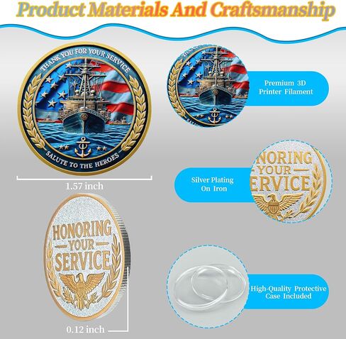 Navy Military Challenge Coin - Iconic Naval Vessel Design Collection Coin - Thank You for Your Service - Tribute to The Navy Commemorative Coin (1Pcs) in Saudi Arabia