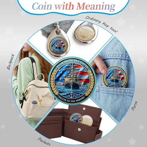 Navy Military Challenge Coin - Iconic Naval Vessel Design Collection Coin - Thank You for Your Service - Tribute to The Navy Commemorative Coin (1Pcs) in Saudi Arabia