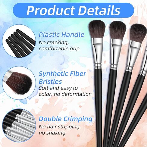 Bewudy 9 Pcs Mop Brush for Acrylic Painting, 1 Inch Oval Blending Brush for Acrylic Painting with Short Wooden Handle, Paint Brushes for Watercolor Acrylics Face Oil Paintings in Saudi Arabia