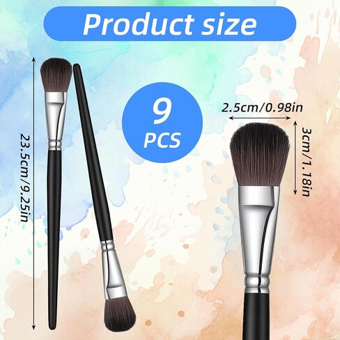 Bewudy 9 Pcs Mop Brush for Acrylic Painting, 1 Inch Oval Blending Brush for Acrylic Painting with Short Wooden Handle, Paint Brushes for Watercolor Acrylics Face Oil Paintings in Saudi Arabia