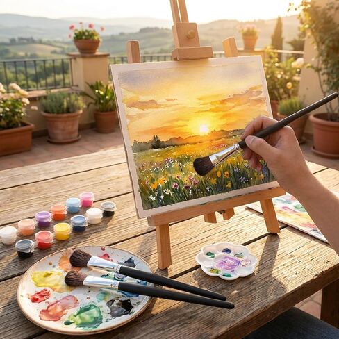 Bewudy 9 Pcs Mop Brush for Acrylic Painting, 1 Inch Oval Blending Brush for Acrylic Painting with Short Wooden Handle, Paint Brushes for Watercolor Acrylics Face Oil Paintings in Saudi Arabia