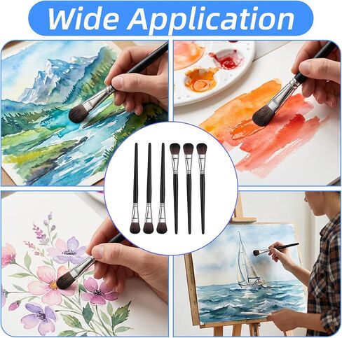 Bewudy 9 Pcs Mop Brush for Acrylic Painting, 1 Inch Oval Blending Brush for Acrylic Painting with Short Wooden Handle, Paint Brushes for Watercolor Acrylics Face Oil Paintings in Saudi Arabia
