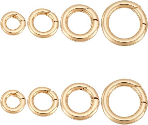 10 قطع من حلقات البوابة الربيعية المطلية بالذهب عيار 18 قيراط من UNICRAFTALE مشابك معدنية بقطر 11.8 مم ومشابك حلقة تسلق مستديرة وخطاطيف معدنية زنبركية ومشابك مشبك لحقيبة المحفظة وسلاسل المفاتيح in Kuwait