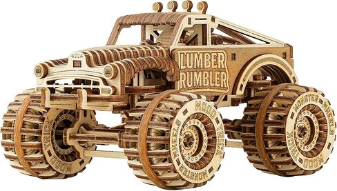 لعبة Wood Trick Lumber Rumbler Pickup Truck Car الألغاز الخشبية ثلاثية الأبعاد للبالغين لبناء - ركوب الخيل يصل إلى 12 قدمًا - 5.5 × 4.3 بوصة - مجموعة أدوات شاحنة نموذجية للبناء للبالغين in Kuwait