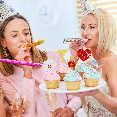 24 PCS Nurse Cupcake Toppers | Glitter Nursing School Graduation Cupcake Picks | Nurse Grad Themed Birthday Party Cake Decorations Supplies in Kuwait