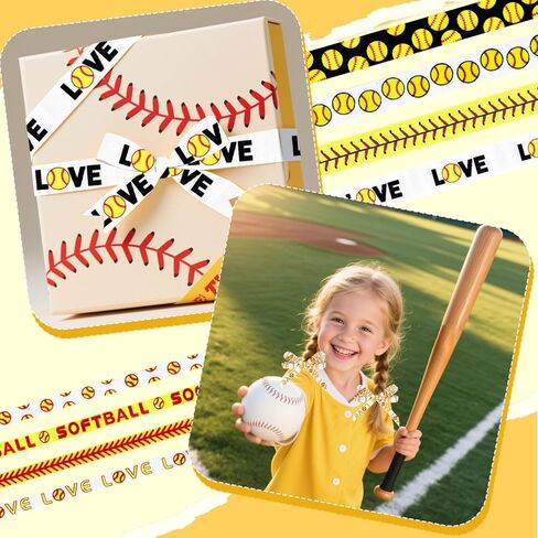 8 لفات 40 ياردة أشرطة كرة لينة رياضية للحرف اليدوية، 0.86 بوصة و0.39 بوصة عرض Grosgrain لفات شريط، شريط البيسبول الرياضي تحت عنوان للحرف اليدوية والخياطة وديكورات الحفلات in Kuwait