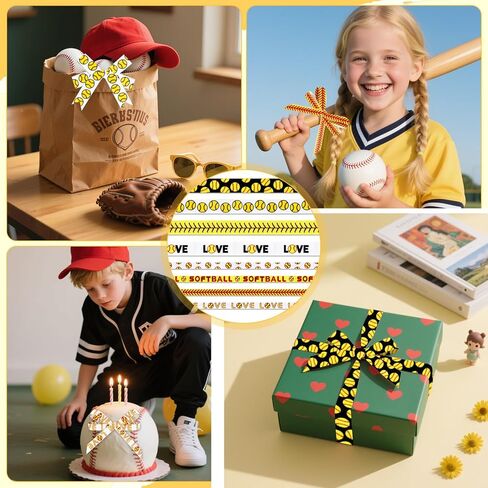 8 لفات 40 ياردة أشرطة كرة لينة رياضية للحرف اليدوية، 0.86 بوصة و0.39 بوصة عرض Grosgrain لفات شريط، شريط البيسبول الرياضي تحت عنوان للحرف اليدوية والخياطة وديكورات الحفلات in Kuwait