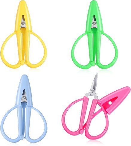 Hecila 4 Pcs Tiny Small Scissor with Cover Mini Scissors Colorful Travel Scissors Stainless Steel Detail Sewing Scissor Portable Snips for Sewing Crafts and Yarn DIY Embroidery Paper Cutting in Saudi Arabia