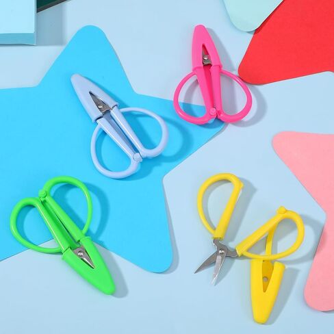 Hecila 4 Pcs Tiny Small Scissor with Cover Mini Scissors Colorful Travel Scissors Stainless Steel Detail Sewing Scissor Portable Snips for Sewing Crafts and Yarn DIY Embroidery Paper Cutting in Saudi Arabia
