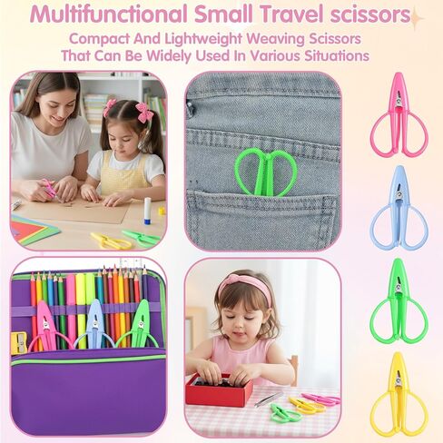 Hecila 4 Pcs Tiny Small Scissor with Cover Mini Scissors Colorful Travel Scissors Stainless Steel Detail Sewing Scissor Portable Snips for Sewing Crafts and Yarn DIY Embroidery Paper Cutting in Saudi Arabia