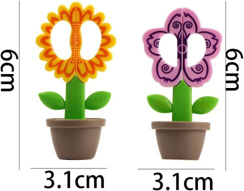2 Pack Whimsical Standing Flower-Shaped Office Scissors - Ergonomic, Safety-Cut, Multi-Purpose DIY Craft & Paper-Cutting Tools with Desk Decoration Design for School, Office, Home Use in Saudi Arabia