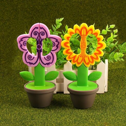 2 Pack Whimsical Standing Flower-Shaped Office Scissors - Ergonomic, Safety-Cut, Multi-Purpose DIY Craft & Paper-Cutting Tools with Desk Decoration Design for School, Office, Home Use in Saudi Arabia