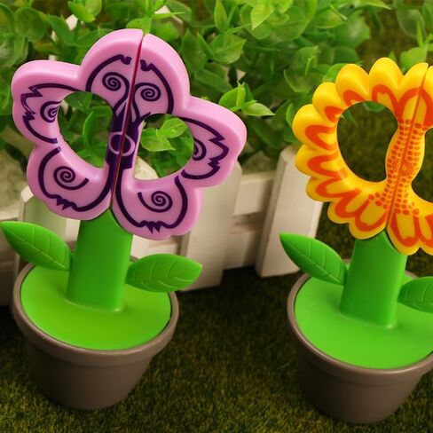 2 Pack Whimsical Standing Flower-Shaped Office Scissors - Ergonomic, Safety-Cut, Multi-Purpose DIY Craft & Paper-Cutting Tools with Desk Decoration Design for School, Office, Home Use in Saudi Arabia