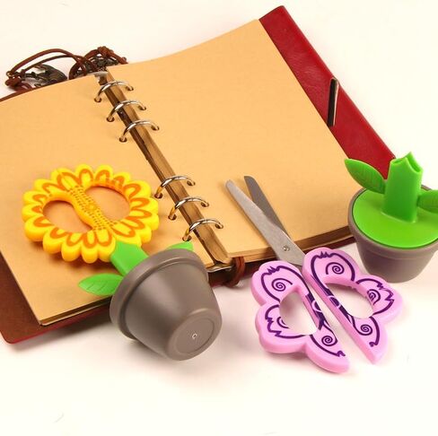2 Pack Whimsical Standing Flower-Shaped Office Scissors - Ergonomic, Safety-Cut, Multi-Purpose DIY Craft & Paper-Cutting Tools with Desk Decoration Design for School, Office, Home Use in Saudi Arabia