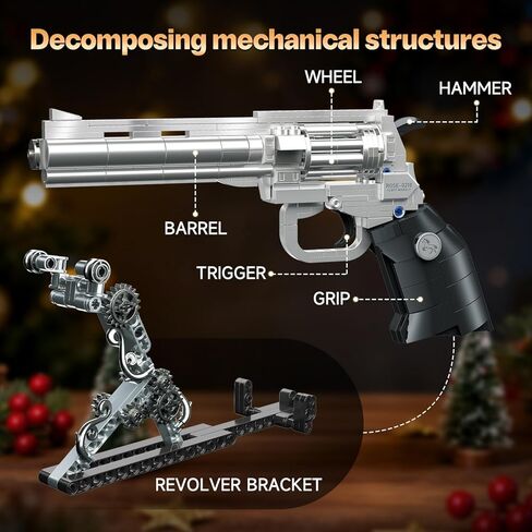 Red Rose Petal Flower Gun Building Blocks,Compatible with Lego Revolver, Creative Mechanical Pistol Model, DIY Collectible Desk Decor Display Valentine's Day Gift for Adults and Teens in Saudi Arabia