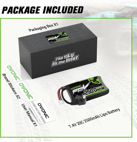 OVONIC 7.4V 20C 2500mAh 2S Lipo Battery with Fatshark Plug in Saudi Arabia