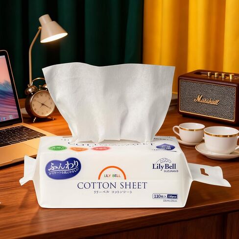 مناديل مبللة جافة وناعمة من ليلي بيل (110 قطعة) مناديل قطنية طبيعية 100%، مناديل قطنية للوجه للبشرة الحساسة، مناشف وجه للاستعمال مرة واحدة، خالية من الوبر، للاستخدام الجاف والرطب، مناديل مبللة قوية الامتصاص للأطفال in Kuwait