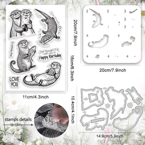 4Pcs Clear Stamps and Cut Dies Set with Painting Template, Cute Animals Design Craft Supplies for Card Making, Scrapbooking, DIY Art Projects in Saudi Arabia