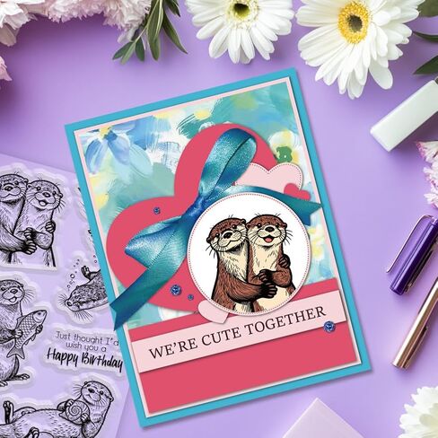 4Pcs Clear Stamps and Cut Dies Set with Painting Template, Cute Animals Design Craft Supplies for Card Making, Scrapbooking, DIY Art Projects in Saudi Arabia