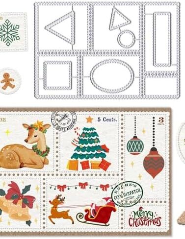 Christmas Postage Stamp Dies for Card Making Birthday Decoration, Frame Thanksgiving Fall Stamp Cutting Die for Card Making Junk Journal DIY, Metal Fall Christmas Decor Postage Stamp Die Cut in Saudi Arabia