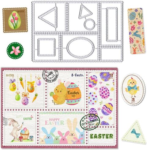 Christmas Postage Stamp Dies for Card Making Birthday Decoration, Frame Thanksgiving Fall Stamp Cutting Die for Card Making Junk Journal DIY, Metal Fall Christmas Decor Postage Stamp Die Cut in Saudi Arabia