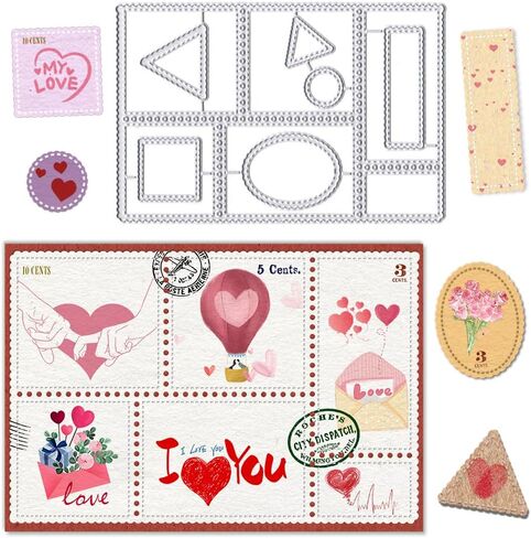 Christmas Postage Stamp Dies for Card Making Birthday Decoration, Frame Thanksgiving Fall Stamp Cutting Die for Card Making Junk Journal DIY, Metal Fall Christmas Decor Postage Stamp Die Cut in Saudi Arabia