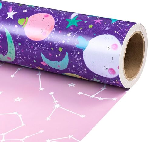 لفة ورق تغليف عيد ميلاد قابلة للعكس من RUSPEPA، لفافة صغيرة، تصميم حفلات حيوانات السفاري وغطاء هدايا بطباعة الفهد الوردي لحفلات أعياد الميلاد للفتيات، استحمام الطفل، 17 بوصة × 16.4 قدم in Kuwait