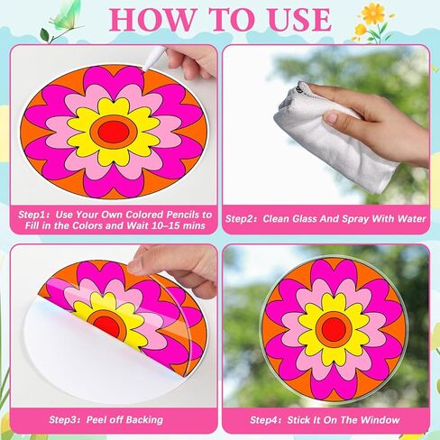 30 جهاز كمبيوتر شخصى الربيع موضوع زهرة Suncatchers الزينة DIY نافذة الطلاء الفن الحرفية كيت الزهور زهرة اللوحة نافذة ملصقات التشبث للأطفال الهدايا أنشطة الفصول الدراسية زخرفة التخييم حزب المشاريع الفنية in Kuwait