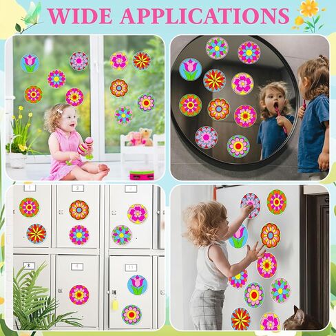 30 جهاز كمبيوتر شخصى الربيع موضوع زهرة Suncatchers الزينة DIY نافذة الطلاء الفن الحرفية كيت الزهور زهرة اللوحة نافذة ملصقات التشبث للأطفال الهدايا أنشطة الفصول الدراسية زخرفة التخييم حزب المشاريع الفنية in Kuwait