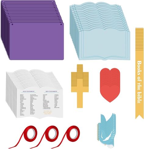 PLUVAVA 32 مجموعة من كتب الكتاب المقدس الحرفية عدة مدرسة الأحد الحرف اليدوية DIY ملصق الكتاب المقدس المسيحي زخرفة معلقة للمدرسة والمنزل والفصول الدراسية وأنشطة الكنيسة VBS الدينية in Kuwait