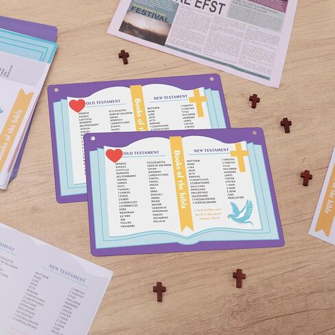 PLUVAVA 32 مجموعة من كتب الكتاب المقدس الحرفية عدة مدرسة الأحد الحرف اليدوية DIY ملصق الكتاب المقدس المسيحي زخرفة معلقة للمدرسة والمنزل والفصول الدراسية وأنشطة الكنيسة VBS الدينية in Kuwait