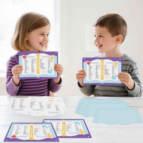 PLUVAVA 32 مجموعة من كتب الكتاب المقدس الحرفية عدة مدرسة الأحد الحرف اليدوية DIY ملصق الكتاب المقدس المسيحي زخرفة معلقة للمدرسة والمنزل والفصول الدراسية وأنشطة الكنيسة VBS الدينية in Kuwait