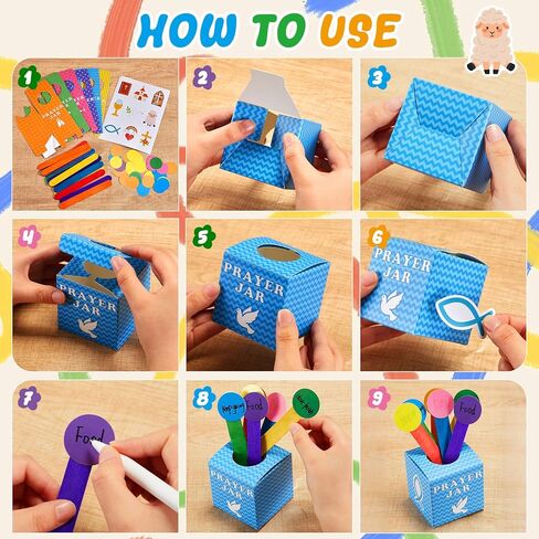 Motipuns 36 Set Prayer Box Craft Kits DIY Religious Prayer Jar with Wooden Stick DIY Family Handmade Paper Box for Home Church Activities Christian Party Favor Supplies in Saudi Arabia