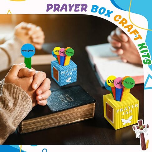 Motipuns 36 Set Prayer Box Craft Kits DIY Religious Prayer Jar with Wooden Stick DIY Family Handmade Paper Box for Home Church Activities Christian Party Favor Supplies in Saudi Arabia