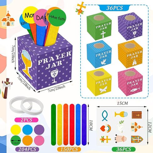 Motipuns 36 Set Prayer Box Craft Kits DIY Religious Prayer Jar with Wooden Stick DIY Family Handmade Paper Box for Home Church Activities Christian Party Favor Supplies in Saudi Arabia