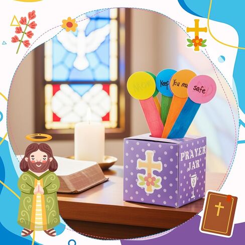 Motipuns 36 Set Prayer Box Craft Kits DIY Religious Prayer Jar with Wooden Stick DIY Family Handmade Paper Box for Home Church Activities Christian Party Favor Supplies in Saudi Arabia