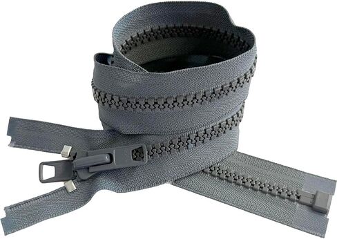 YKK #10 Large Molded Plastic Reversible (Double Pull Tab Metal Slider) Jacket Zipper Separating Color Rail Grey #578W Choose Your Length - Made in The United States (Rail Grey #578W, 27" Inches) in Saudi Arabia