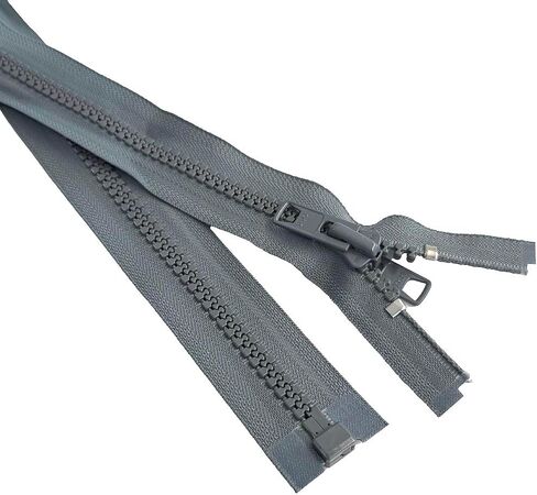 YKK #10 Large Molded Plastic Reversible (Double Pull Tab Metal Slider) Jacket Zipper Separating Color Rail Grey #578W Choose Your Length - Made in The United States (Rail Grey #578W, 27" Inches) in Saudi Arabia