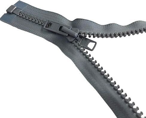 YKK #10 Large Molded Plastic Reversible (Double Pull Tab Metal Slider) Jacket Zipper Separating Color Rail Grey #578W Choose Your Length - Made in The United States (Rail Grey #578W, 27" Inches) in Saudi Arabia