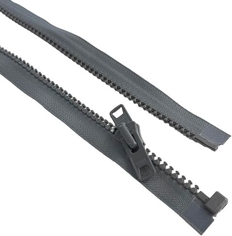 YKK #10 Large Molded Plastic Reversible (Double Pull Tab Metal Slider) Jacket Zipper Separating Color Rail Grey #578W Choose Your Length - Made in The United States (Rail Grey #578W, 27" Inches) in Saudi Arabia