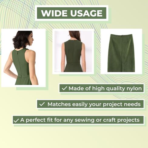 Army Green 6 Inch Nylon Invisible Zipper for Sewing, DIY Crafts, Dresses, Pillows – Conceal Coil Zipper for Tailoring & Home Decor (Military)-2pcs in Saudi Arabia