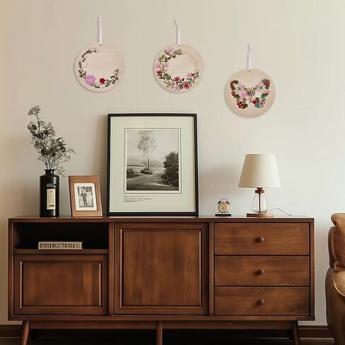 WEBEEDY 4 مجموعات من الخشب مخيط سلسلة الفن عدة مع نمط فراشة الأزهار للمبتدئين، DIY خشبية عبر غرزة زخرفة مجموعات التطريز مجموعة التطريز هدية ديكور المنزل شنقا in Saudi Arabia
