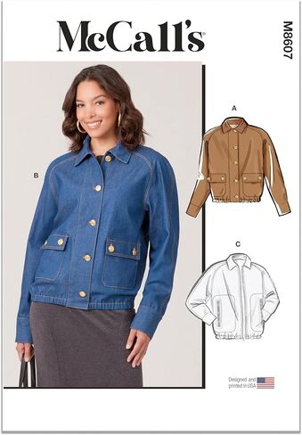 McCall's M8607K5 Easy-to-Make Misses' Unlined Blouson Jackets Sewing Pattern Packet, Design Code M8607, Sizes 8-10-12-14-16 in Saudi Arabia