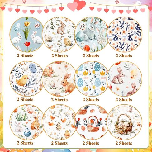 Konsait 24 Sheets Easter 6x6 Scrapbook Paper Bunny Rabbit Egg Flower Patterned Cardstock，Single Sided Scrapbook Paper Easter Supplies for Diy Making Greeting Cards and Decorating Photo Albums in Saudi Arabia