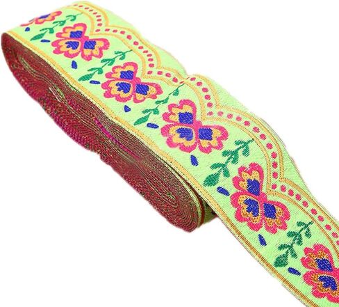 Embroidered Clover Jacquard Ribbon Shamrock Floral Lace Fringe Trim for St Patricks DIY Costume Embellishment Decorations Width 2inch by 7 Yards (Black) in Saudi Arabia