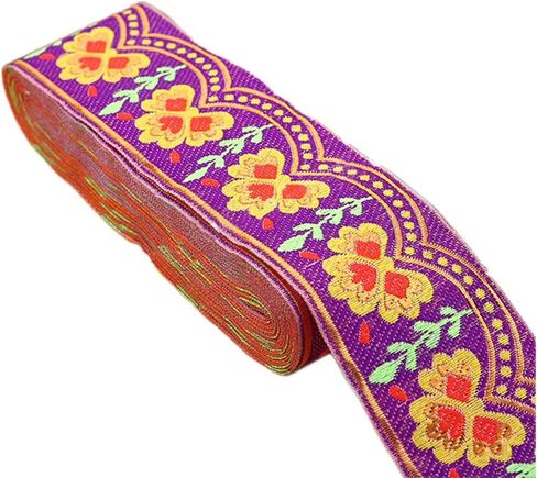 Embroidered Clover Jacquard Ribbon Shamrock Floral Lace Fringe Trim for St Patricks DIY Costume Embellishment Decorations Width 2inch by 7 Yards (Black) in Saudi Arabia