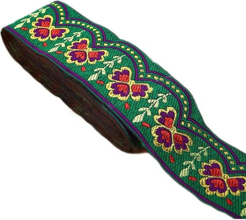 Embroidered Clover Jacquard Ribbon Shamrock Floral Lace Fringe Trim for St Patricks DIY Costume Embellishment Decorations Width 2inch by 7 Yards (Black) in Saudi Arabia
