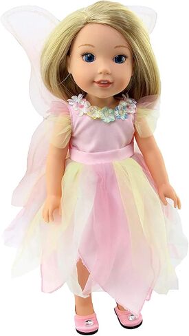 American Fashion World Pastel Fairy Costume Made for 14 inch Dolls Compatible with Wellie Wishers in Saudi Arabia