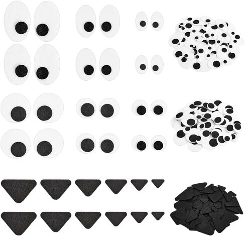 FINGERINSPIRE 240PCS Felt Eyes Nose for Dolls Black White Eyes Black Noses Kit Flat Back Oval Round Eye Triangular Nose Craft Accessories Material for DIY Crafts and Handmade Projects Creations in Saudi Arabia